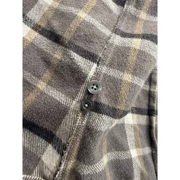 Patagonia Womens Organic Cotton Flannel Shirt Grey Tan Plaid Button Down S - Picture 12 of 13